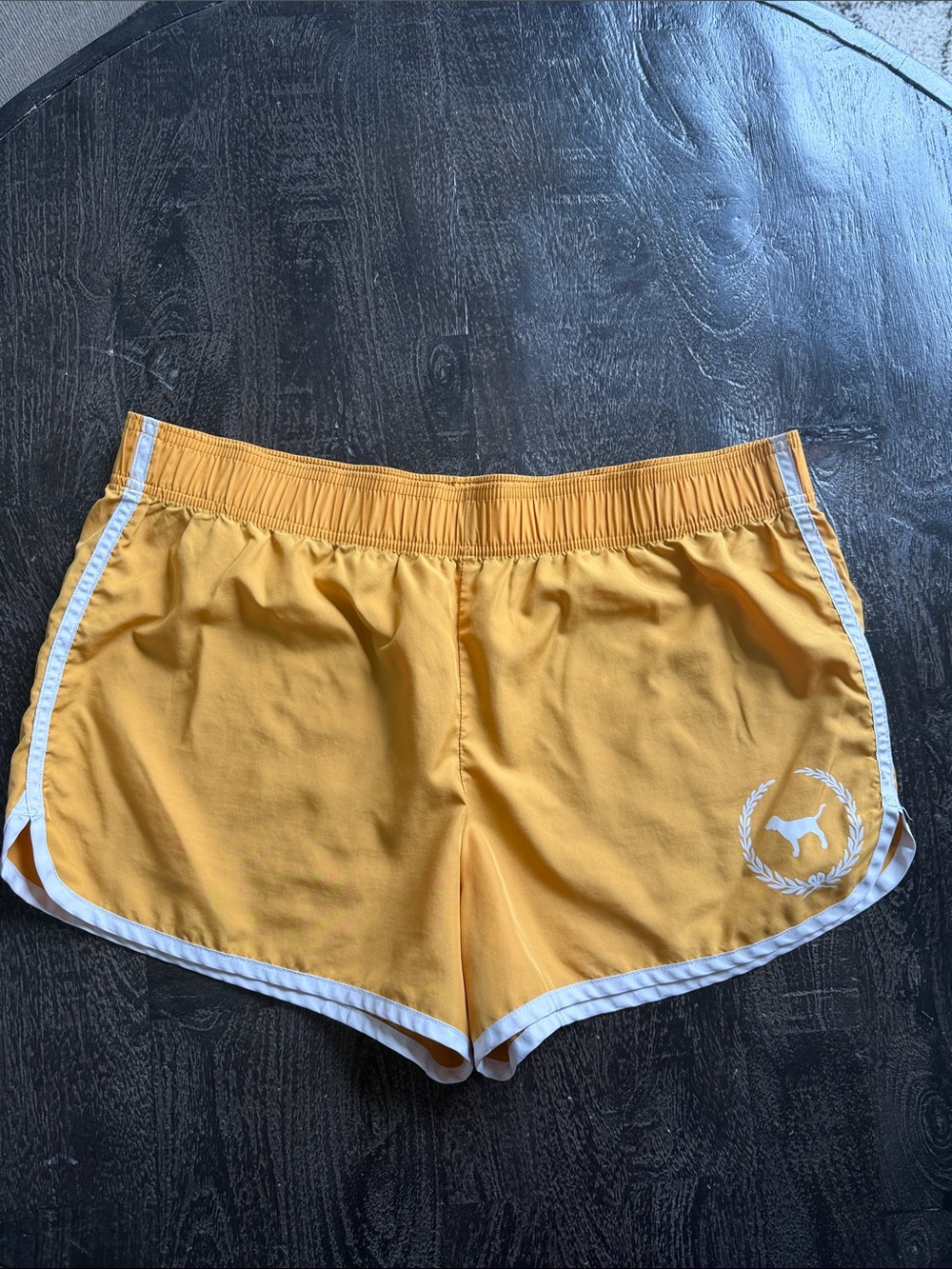 PINK Victoria's Secret Yellow Athletic Shorts with White Trim